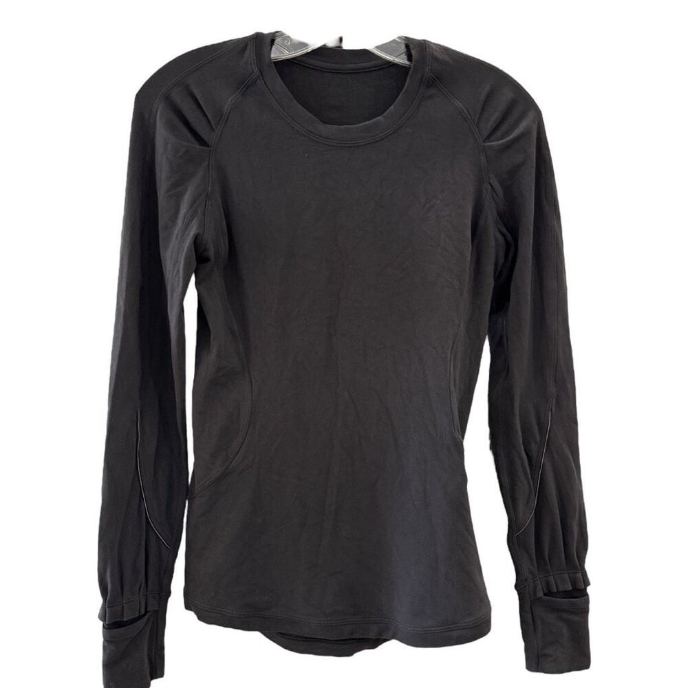 Lululemon Women's Extra Mile Rulu Crew Neck Long Sleeve Top Black Size Medium